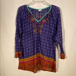 LIVE HAPPY BY NATURAL LIFE WOMENS BOHO BLOUSE PURPLE MEDIUM